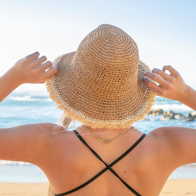 Fray Edge Straw Bucket Hat - Comfortable Design for Sun Safety - Ideal for Outdoor Wear