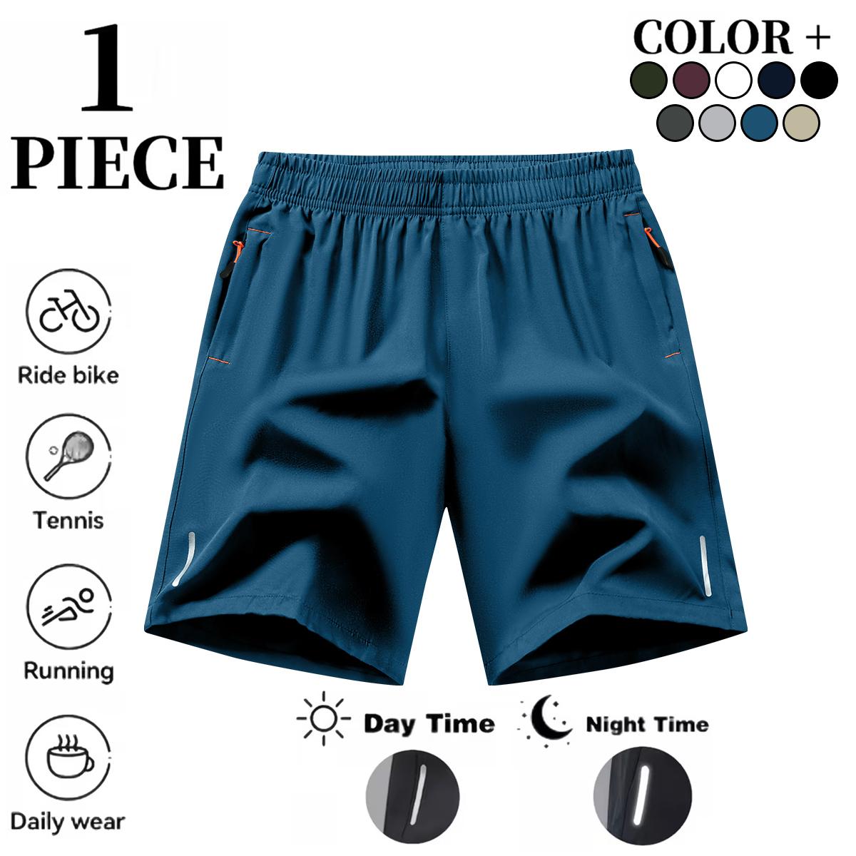 Men's Lightweight Reflective Running Shorts Quick Dry Athletic Shorts for Men, Breathable Gym Workout Sports Shorts with Reflective Stripes, Fitness Shorts for Night Running