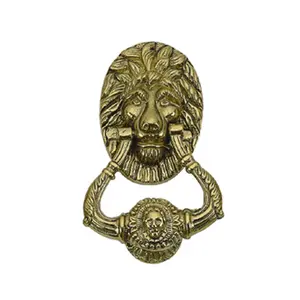 212 MAIN Victorian Look Brass Lion Door Knocker, 7.50 in, Polished Brass Finish