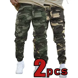 "2-Pack Men's Camo Workwear Sweatpants | Loose Straight-Cut Shorts with Belt + Drawstring | Durable & Versatile for Travel, Hiking & Daily Wear"