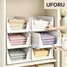 UFORU 10-Piece Set Large-Capacity Stackable Wardrobe Storage Baskets, Multifunctional Stackable Storage Boxes, Space-Saving Storage Containers, Suitable for Wardrobes, Bathrooms, Kitchens, Laundry Rooms, Bedrooms, Food Storage Rooms, and Offices