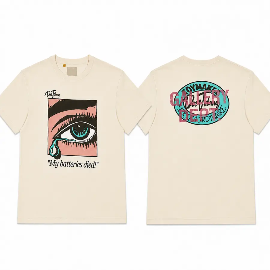 Gallery Dept Shirt, GDept Inspired Pop Art Eye Graphic Tee, My Batteries Died Vintage Streetwear Cotton Unisex T Shirt