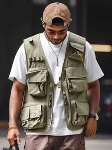 Men's Summer Thin Fishing Vest, Casual Fashion Mesh Multi-Pocket Workwear Vest, Stylish and Practical for Outdoor Activities