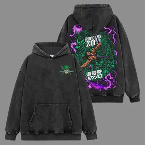 Zoro Roronoa Hoodie-Shirt Premium 100% Acid Wash, One Piece Fans, Anime Graphic Hoodie, Anime Fan Merch, Streetwear Hoodie Unisex Oversize Gift for Anime Lovers Oversized