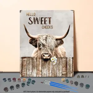 Cow Pattern DIY Painting Kit without Frame, 1 Set DIY Painting By Numbers Kit, Wall Art Decor for Home Living Room Bedroom