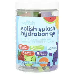 Wellah Splish Splash Hydration, Variety, 20 Stick Packs, 0.2 oz (4.9 - 5.2 g) Each