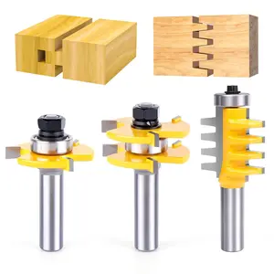 1/2 Inch Shank Tongue and Groove Router Bit Set & Reversible Finger Joint Router Bit - 3 count Carbide Joinery  Milling  for DIY Door Table Cabinet Shelve Furniture
