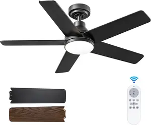 Ceiling Fans with Lights, 42 inch Black Ceiling Fan with Light and Remote Control, Reversible, 3CCT, Dimmable, Noiseless, Small Ceiling Fan for Bedroom, Farmhouse, Indoor/Outdoor Use
