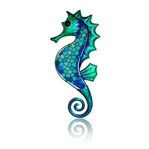 Blue Mosaic Glass Seahorse Wall Art - Stunning Metal Sculpture for Indoor/Outdoor Home & Garden Decor