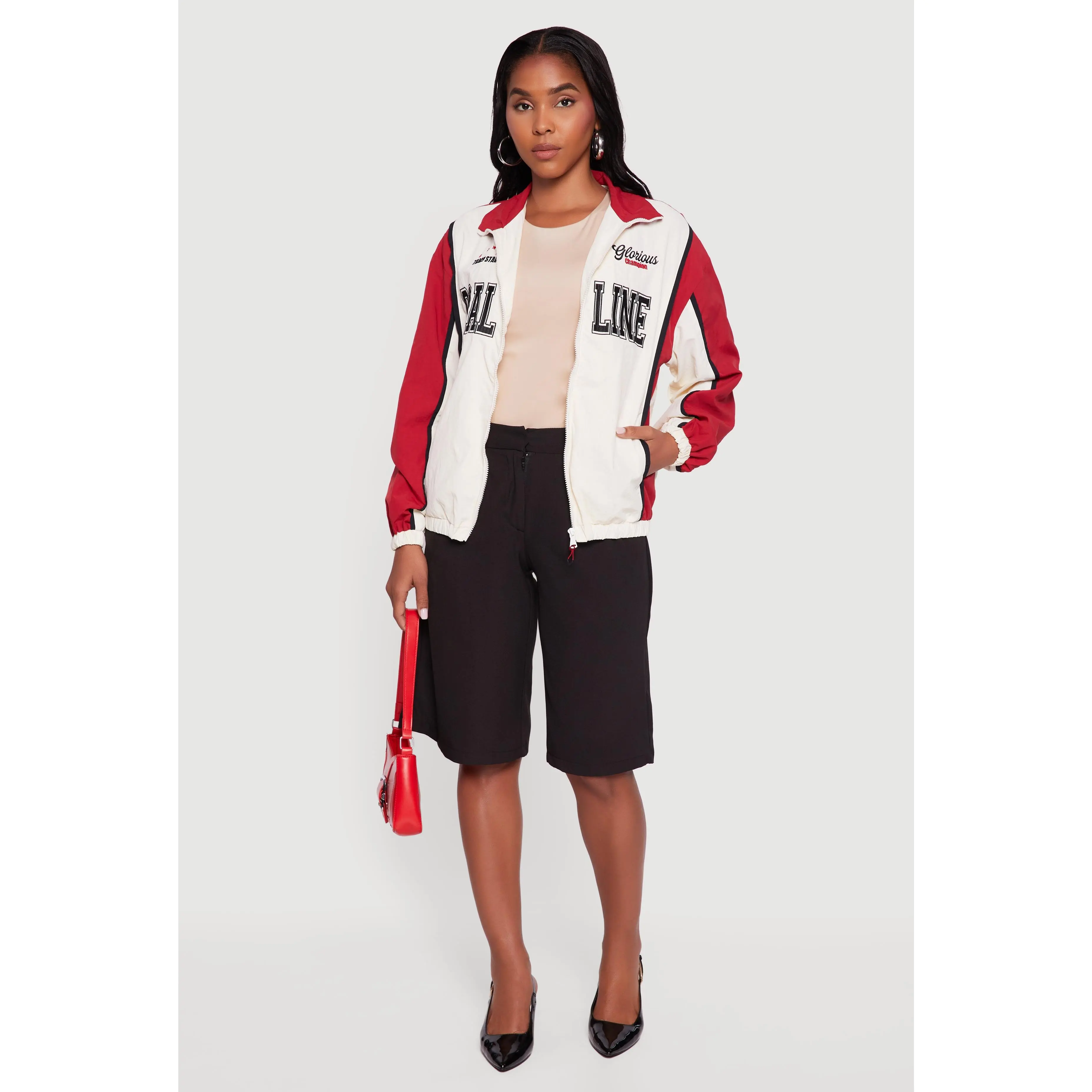 Color Blocked Goal Line Graphic Windbreaker Jacket