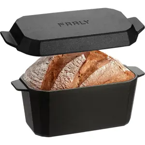 Cast Iron Bread Loaf Pan with Lid,Bread Baking Pan,Cast Iron Dutch Oven for Sourdough,10 x 5 Inch Pre-seasoned Even Heat Distribution Baking Pan for Homemade Bread