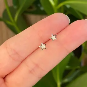 Sterling Silver Mini Star White Opal Stud Earrings