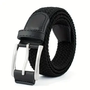 Men's Braided Elastic  Stretch Woven  with Alloy Buckle for Casual Golf Jeans Work Multi-color Choice Gift for Him Casual, Breathable Outdoor Nylon Canvas  With Zinc Alloy Buckle, Retro Braided  coral belt
