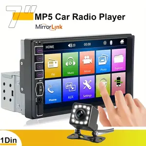 7-Inch Car Stereo with Touch Screen, FM/Aux Input, USB MP5 Player, Mirror Link, 12-LED Reversing Camera & Parking Assistant, Night Vision - 1DIN Auto Radio System, Vehicle Multimedia, Sleek Dashboard Integration, Highresolution Screen, Car Video Player
