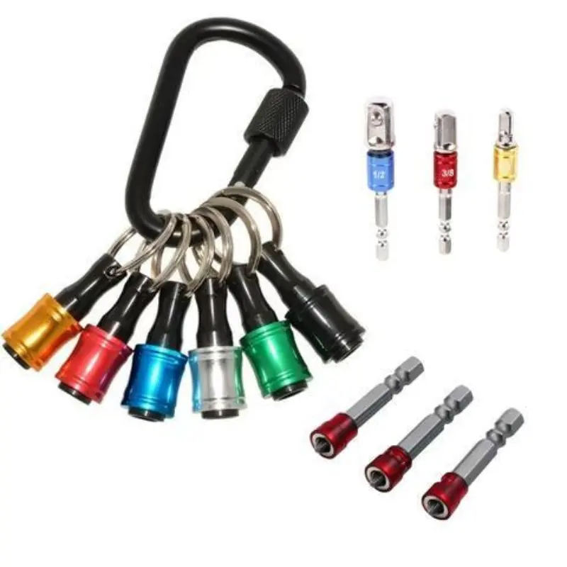 6-Piece Hex Shank Drill Bit Holder Set with Magnetic Screwdriver Bits, Colorful Adapter Rods, Impact Socket Adapter Kit