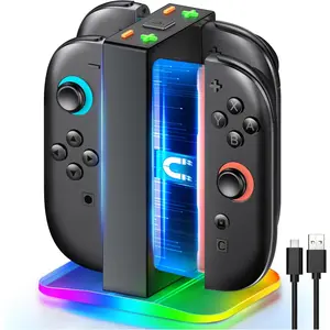 Latest Switch 2 Controller Charger,2025 Switch Controller Charger with Charging Dock Station & LED Indication Support 4 Joy Con Charging Compatible with Nintendo Switch Joy-Con (2nd Gen)