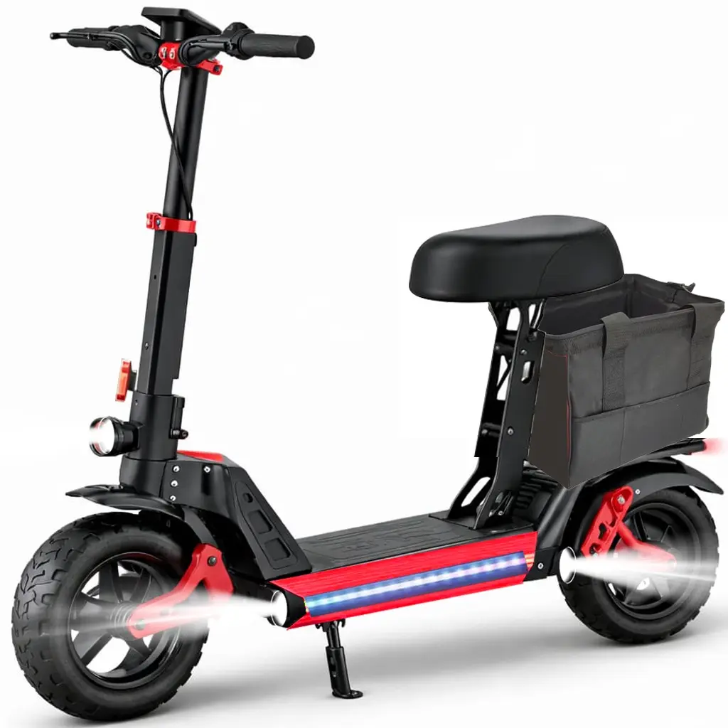 Peak 1200W Motor Electric Scooter Off Road with seat for Adult, 48V 18AH Folding Scooters Up to 34MPH & 30-35Miles Range,10" Tire E-Scooter with Dual Suspension &Turn Signals for Commuter Outdoor