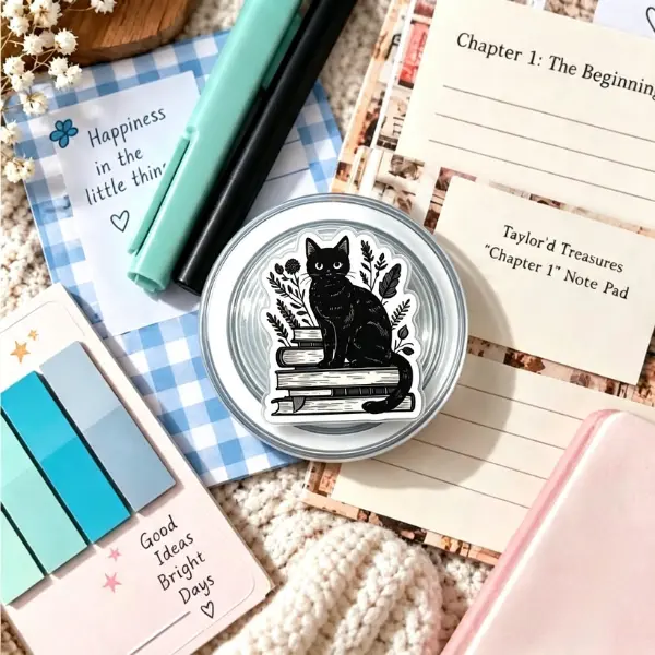 Spooky Black Cat on Books MagSafe Phone Grip, Dark Academia Bookish Kitty PopSocket, Witchy Feline & Floral Literary Accessory, Fall Gift