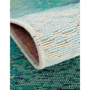 Blue Green Outdoor Botanical Rug