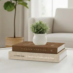 2pcs Artificial Stackable Fake Books for Living Room Decor, Home Decoration Book Props, Hotel Lobby Display, Coffee Table Photo Props, Modern Home Decoration