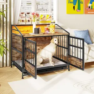 2026new Multi-function Furniture Style Dog Crates with Storage, Dog Crate Furniture Large Wooden Dog Kennel with Double Doors, for Large/Medium Dog Indoor, Brown,for pets