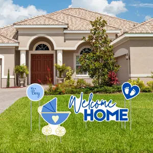 Baby Boy Yard Decorations | 4 Pack with Stakes