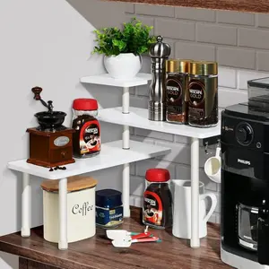 White 3-Tier Corner Countertop Shelf, Space-Saving & Sturdy, for Bathroom, Kitchen & Vanity Storage