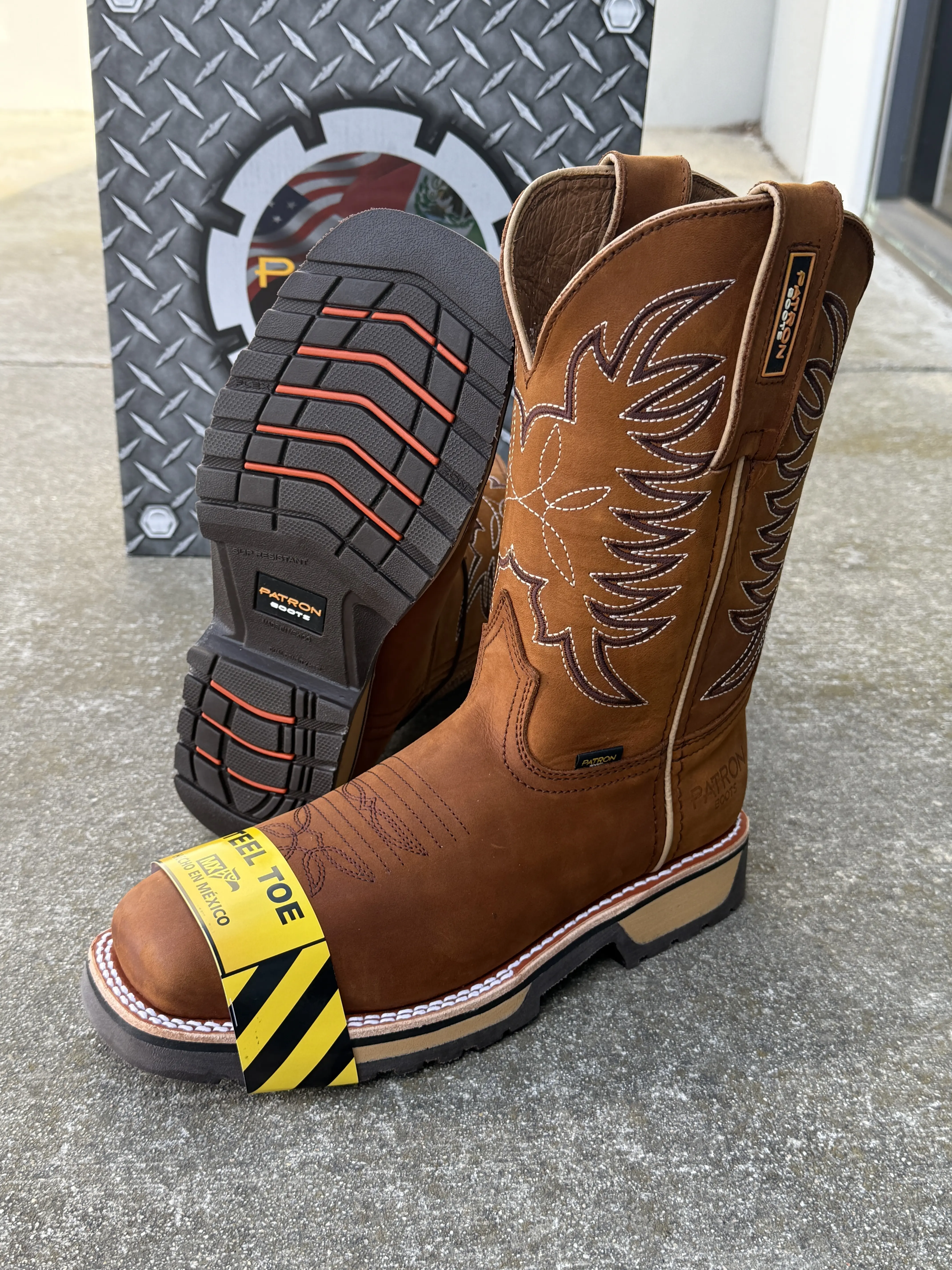 MENS 200 CRAZY HORSE STEEL TOE WORK BOOTS SQUARE BOTA DE TRABAJO