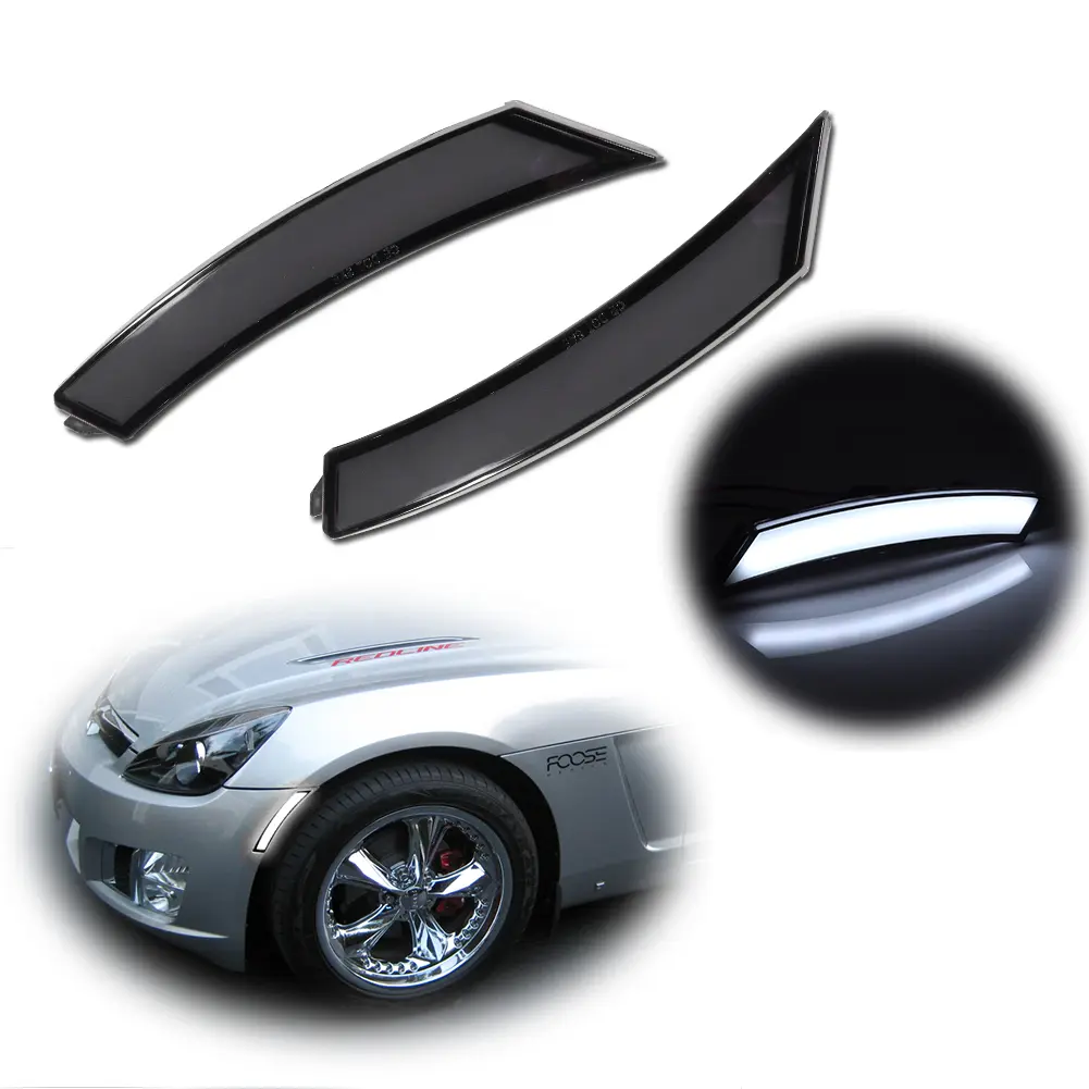 2pcs Smoked White LED Front Side marker lamps Lights For 2006 2007 2008 2009 2010 Pontiac Solstice & Saturn Sky