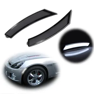 2pcs Smoked White LED Front Side marker lamps Lights For 2006 2007 2008 2009 2010 Pontiac Solstice & Saturn Sky