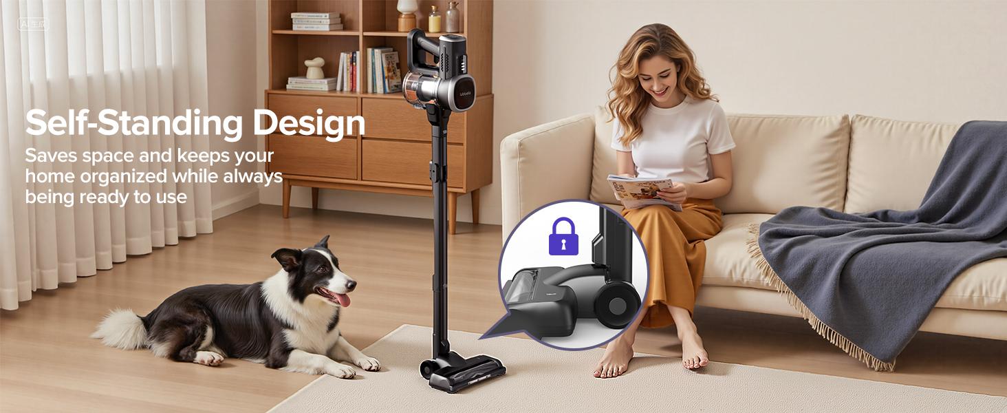 【2026 New Arrivals】 MIUZZY 206 Cordless Vacuum Cleaners for Home, 6-in-1/47Min/250W 24kPa Foldable Powerful Suction, Self-Standing Cordless Stick Vacuum Cleaner, Lightweight Anti-Tangle Rechargeable Vacuum for Floor/Carpet/Pet Hair/Car