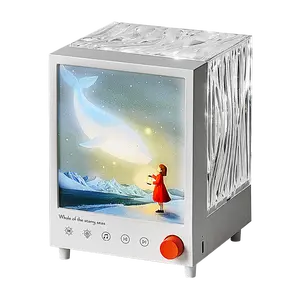 Aurora Box Projector Night Light Bluetooth Ambient Light With White Noise Stepless Dimming Beside Lamp For Bedroom Decor