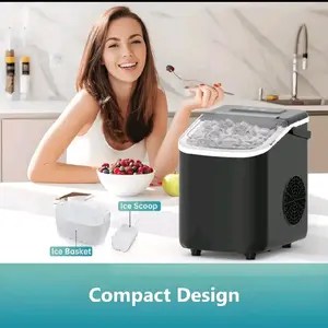 Commercial Ice Maker. It Can Produce 30 Pounds Of Ice Within 24 Hours And Make 9 Ice Cubes In 6 Minutes. It's A Portable Ice Maker With An Automatic Cleaning Function, Suitable For Home, Kitchen And Camping. Its Dimensions Are 11.77 * 11.24 * 8.90 Inches.