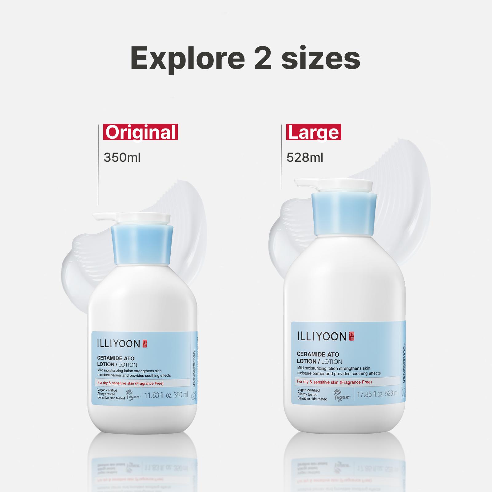 Illiyoon Ceramide Ato Lotion | Moisturizing Lotion for Dry & Sensitive Skin, Super Hydrating, For Face & Body, Gentle for Infants, Sliky and Smooth texture, Vegan Certified, 11.83 fl. oz