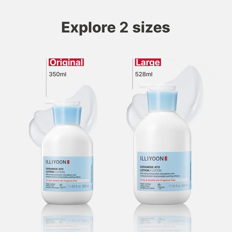 Illiyoon Ceramide Ato Lotion | Moisturizing Lotion for Dry & Sensitive Skin, Super Hydrating, For Face & Body, Gentle for Infants, Sliky and Smooth texture, Vegan Certified, 11.83 fl. oz
