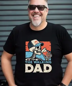 The Walking Dad Funny Skeleton T-Shirt | Humorous Dad Tee | Vintage Graphic Father's Shirt | Unique Dad Joke Gift | Retro Style Dad Tshirt
