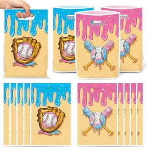 50pcs Party Favor Bag, Ice Cream Baseball Basketball Goodie Bag with Handle, Plastic Candy Treat Gift Pouch for Sports Party, Goodie Bag Stuffers, Party Favor Packs