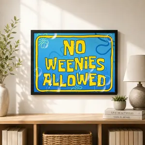 No Weenies Allowed Poster, 1 Piece Cartoon Letter Graphic , Creative Wall Art For Home Living Room & Bedroom Decor Signage Home Decor Canvas