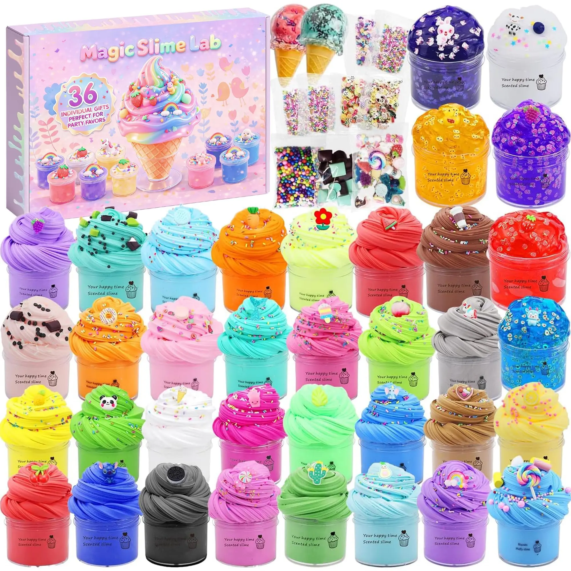 Funewest 36 Pack Butter Slime Kits with Mini Crystal Cloud Slime, Gifting-Sharing-Relaxing ASMR DIY Craft Toys for Kids Ages 8+, Classroom Prizes, Party Favors