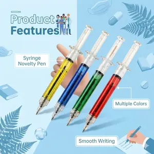 Syringe Pen, Multi-Color Retractable Fun Nurses Week Gifts Bulk, Black Ink Novelty Pens Set, Nurse Accessories for Work and Nursing School Supplies, Imaginary Doctor Play Cool Gifts for Nurses