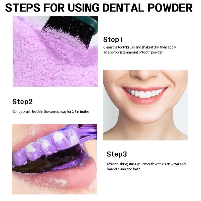 Rozino Purple Tooth Powder, Fine Texture, Dip Wet Toothbrush, for Morning Routine, Fresh Minty Feel
