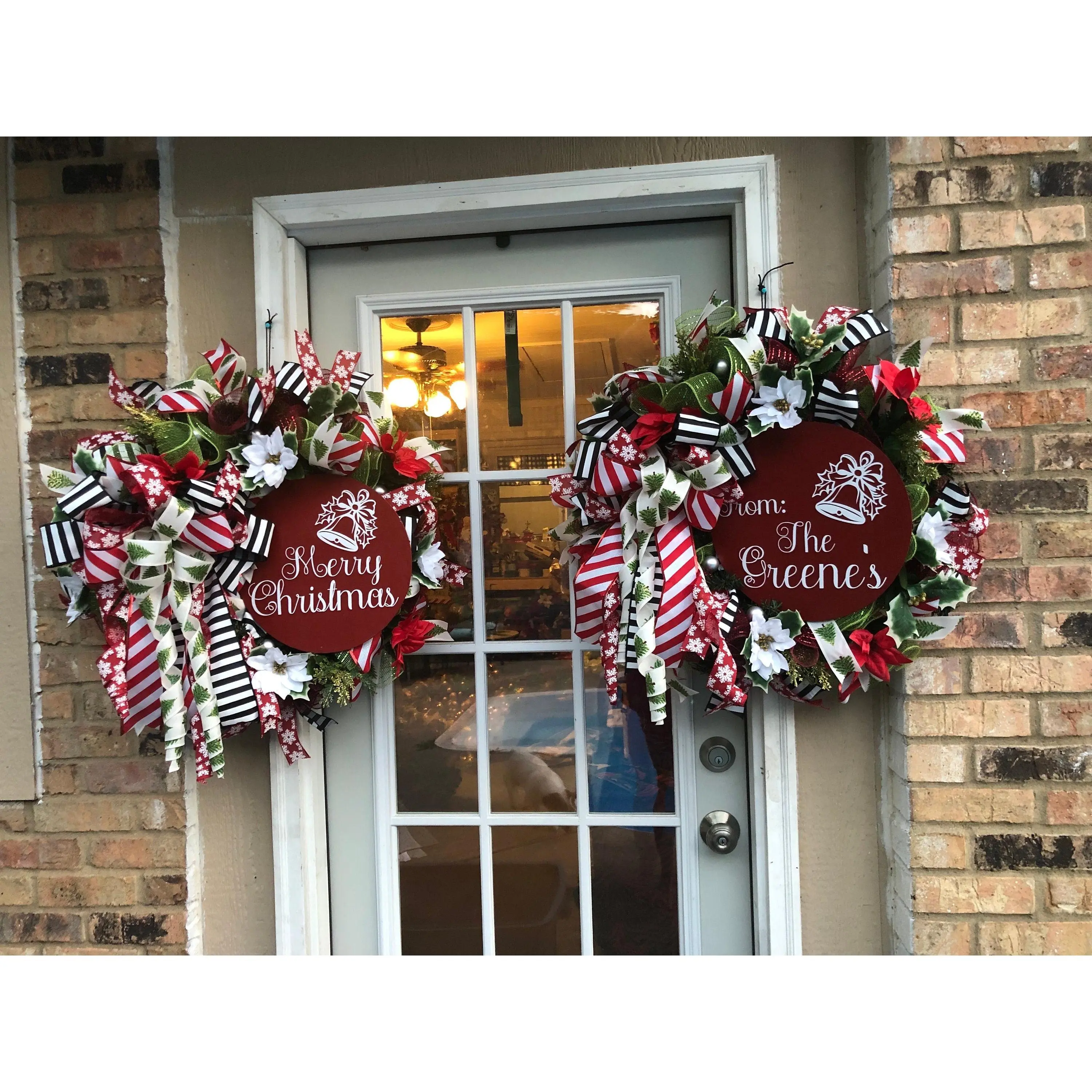 double door Christmas XL wreaths, monogram front door wreath, everyday door wreath, custom made for your porch, XL door wreath, name decor