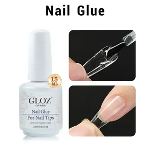 GLOZ 15ml Brush On Nail Glue, Extra Strong Adhesive for Press On Nails, Nail Tips & Acrylic Nails, Long Lasting Quick Dry Professional False Nail Bond