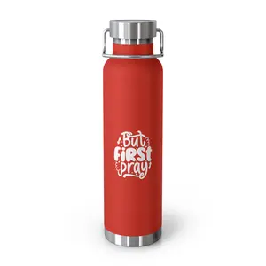 Inspirational Copper Vacuum Insulated Bottle, 22oz with Scripture, Christian Water Flask, Religious Drinkware, Motivational Insulated