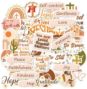 50 Pcs Inspirational Christian Bible Verse Stickers, Boho Faith-Based Motivational Quotes Scriptures Design Sticker, Vision Board Supplies for Strength Hope Faith