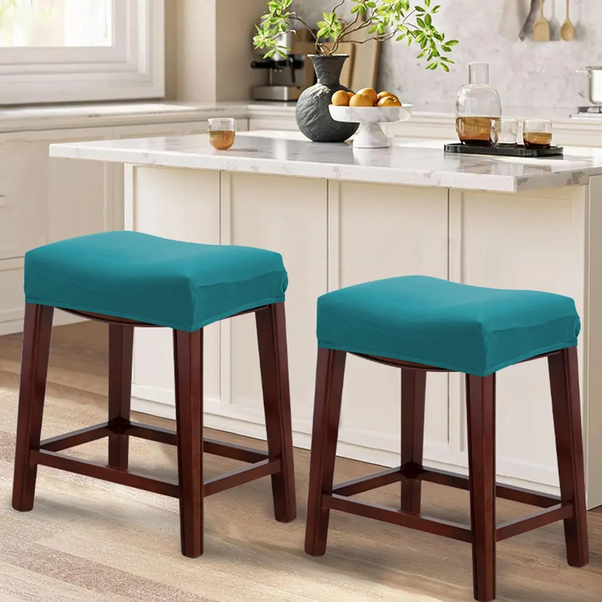 Solid Color Bar Stool Chair Cover, 2/4/6 Counts Modern Elastic Bar Stool Chair Slipcover, Washable Chair Protector for Home Kitchen Dining Room, Chair Covers Set, Stretch Chair Slipcovers