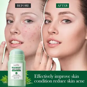 Sadoer Pore Cleansing Mask Stick, Niacinamide Salicylic Acid Oil Control, Blackhead Removal, Pore Minimizer, Acne Treatment Face Mask, Mugwort Clay Stick