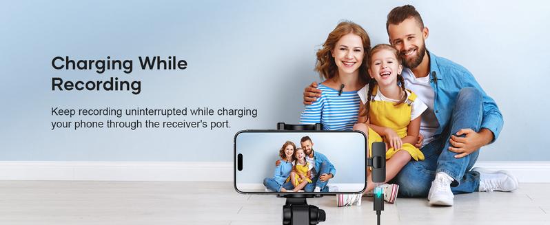 KUKIHO K9 2 Pack Wireless Lavalier Microphone for iPhone iPad and Android Phone, Lapel Mic Plug and Play Wireless Mic Noise Reduction Microphone for Video Recording Interview Podcast Vlog YouTube Tiktok