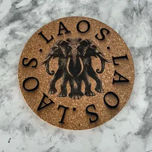 Set of 4 cork Laos drink coasters