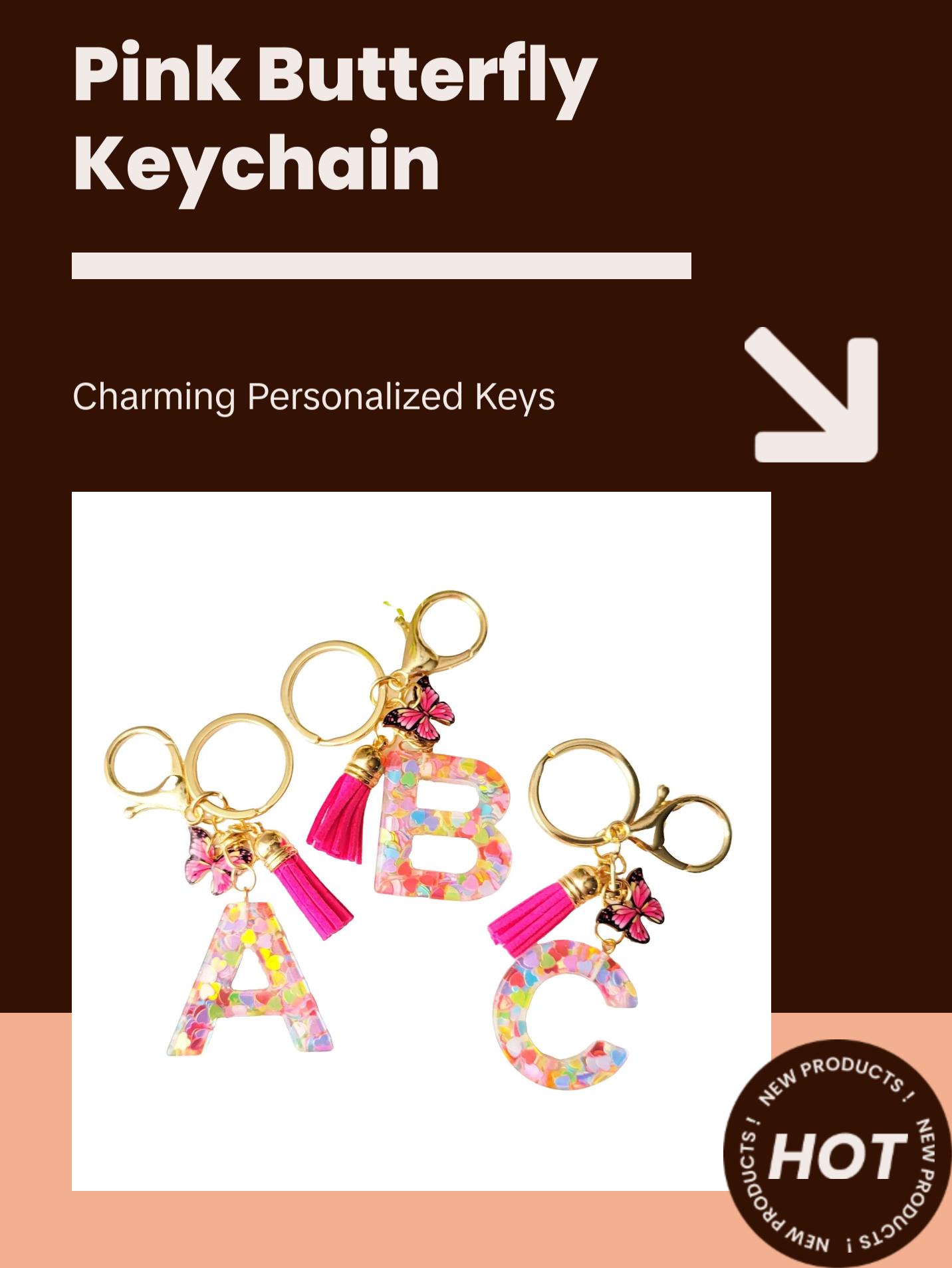 Pink Initial Letter Keychain